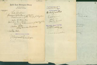 Item #63-6668 Autographs from noteworthy Californians on Pacific Coast Development Bureau...