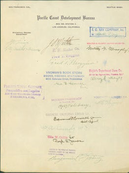 Item #63-6671 Autographs from noteworthy Californians on Pacific Coast Development Bureau...
