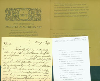 Item #63-6710 A Gift to its members from the Archives of American Art. [Facsimile of original letter addressed to Charles Wilson Peale, dated London, June 15th, 1783.]. Benjamin West, Smithsonian Institute Archives of American Art, NY.