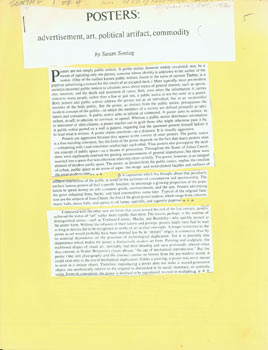 Item #63-6731 Corrected Proof of Susan Sontag's Posters: Advertisement, Art, Political Artifact,...
