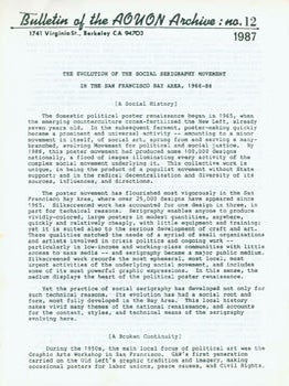 Item #63-6740 Bulletin Of The AOUON Archive. No. 12 (1987). The Evolution of the Social...