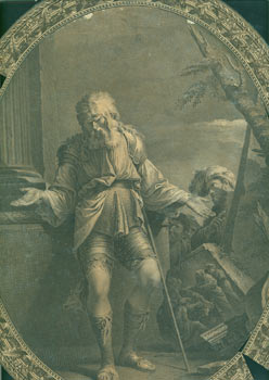Item #63-6755 Belisarius. [Engraving after a painting]. After Salvator Rosa Sir Robert Strange, 1721 - 1792, print., 1615 - 1673.