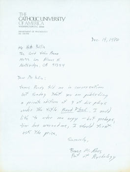 Item #63-6850 LS Bruce M. Ross to Herb Yellin, December 19, 1980. Bruce M. Ross, Department of...
