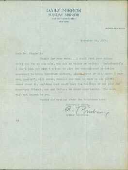 Item #63-6928 TLS Brisbane to Winchell, November 14, 1934. Arthur Brisbane, Walter Winchell, recip
