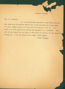 Item #63-6931 TL Winchell to Brisbane, December 21, 1934. Arthur Brisbane, Walter Winchell, recip