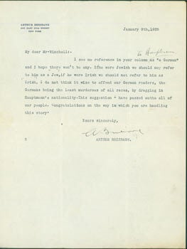 Item #63-6939 TLS Brisbane to Winchell, January 8, 1935. Includes discussion about tickets for...