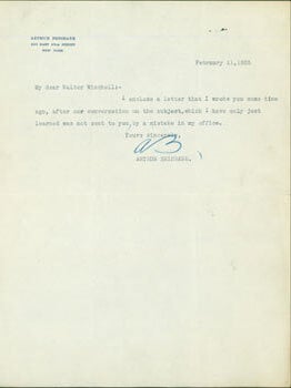 Item #63-6943 TLS Brisbane to Winchell, February 11, 1935. RE: Brisbane's Feb 1, 1935 letter to...