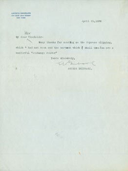 Item #63-6946 TLS Brisbane to Winchell, April21, 1936. Arthur Brisbane, Walter Winchell, recip