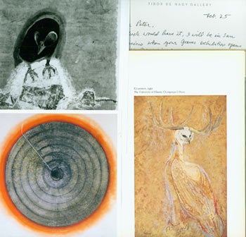 Item #63-6960 Dossier related to artist Morris Graves from Peter Selz Files, including: The Visionary Art Of Morris Graves, essay by Peter Selz. Morris Graves: Vision of the Inner Eye, Phillips Collection (Washington, DC), folded exhibition poster, 1983. ALS on card, Eric Brown (of Tibor De Nagy Gallery, NYC) to Peter Selz, re: Morris Graves catalogue [2010]. ALS Neal [Benezra] (of SFMOMA) to Peter Selz, [2009], response involving Selz's request to borrow a Graves piece for exhibition at the Meridian Gallery. Copy of TLS Eric Brown (of Tibor De Nagy Gallery, NYC) to Peter Selz, re: Morris Graves, 2009. Morris Graves, Frederick S. Wight, John I. H. Baur, Duncan Phillips; UC Press, 1956; signed & dated by Peter Selz, 1956, inside cover. File full of Morris Graves exhibition brochures, color prints, press releases, & related material. Peter Selz, Morris Graves, 1910 - 2001.