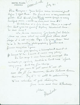 Item #63-6985 Photocopy of a hand written signed letter by John Steinbeck to Burges, July 25 [1962?]. John Steinbeck?