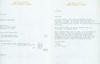 Item #63-6998 TLS Ben Sackheim to Herb Yellin, June 16, 1983. RE: Baskin, Abbey. Second Sheet...
