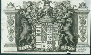 Item #63-7077 Coat of Arms with Motto "Love Serve". Gribelin Engraving from Characteristics Of...