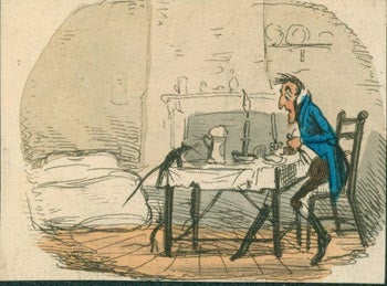 Item #63-7101 Man Seated At Dinner With Mouse On Table. Charles Ansell.
