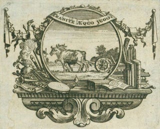 Item #63-7105 Coat of Arms with Motto reading "Trahite Aequo Jugo." 18th Century British Engraver