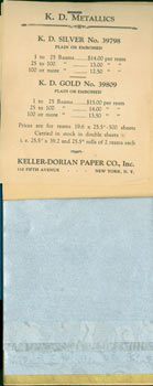 Item #63-7109 Keller-Dorian Paper Company Cover Papers: K. D. Metallics. Paper Sample Booklet....