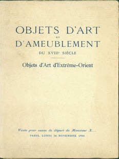 Item #63-7143 Catalogue Des Objets De La Chine. Objets D'Art et D'Ameublement Du XVIIIe Siecle,...