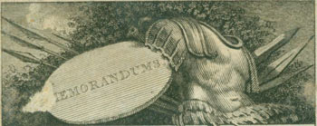 Item #63-7158 Suit Of Roman Armor, Emblem with "Memorandum" on it. Image of Dove on verso, thus War & Peace. 18th Century British Engraver.