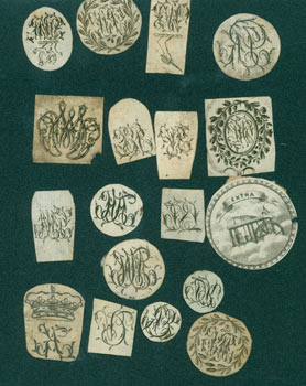 Item #63-7164 Eighteen Engravings, Mostly Decorative Initials. 18th Century British Engraver?