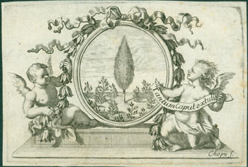 Item #63-7165 Tantum Caput Extutit. From title page of Oeuvres De Boileau Despreaux Avec Des Eclaircissemens Historiques. Chopy, fecit.
