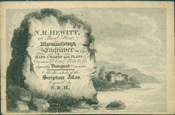 Item #63-7178 Calling Card for N. R. Hewitt, Engraver of Maps, Charts and Plans. N. R. Hewitt, London 10 Broad Street.