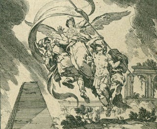 Item #63-7189 Angel Bearing Banner. 18th Century Italian Engraver?