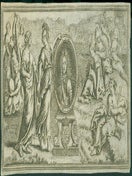 Item #63-7211 Engraving Of Ladies Around Portrait of a Nobleman. 17th Century French Engraver