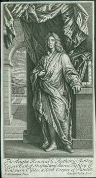Item #63-7214 Anthony Ashley-Cooper, 3rd Earl of Shaftesbury. Line Engraving after Closterman painting from 1700-1701. Simon Gribelin, After John Closterman, engrav., painter.