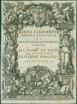 Item #63-7219 Title Page Engraving for Francesco Contarini, La Finta Fiammetta. Ambrosio Dei,...