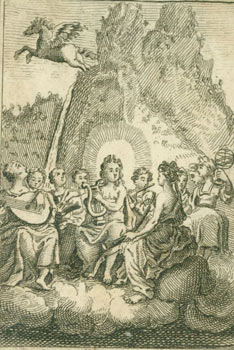 Item #63-7225 Group Of Musicians In A Glade With A Pegasus Flying Overhead. 17th Century British Engraver?