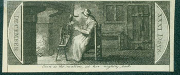 Item #63-7227 Even As The Matron, At Her Nightly Task. 18th Century British Engraver.