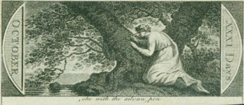 Item #63-7233 She With The Sylvan Pen. 18th Century British Engraver.