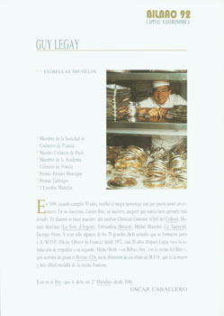 Item #63-7262 Guy Legay, "Estrellas Michelin." Capital Gastronomica Bilbao 92, Oscar Caballero,...