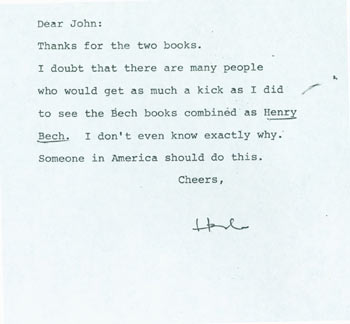 Item #63-7317 Photocopy of TLS Herb Yellin to John Updike. RE: Henry Bech. Lord John Press Herb Yellin.
