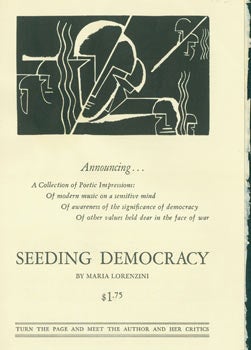 Item #63-7373 Prospectus for Seeding Democracy. Maria Lorenzini, Newbegin's Book Store, San...