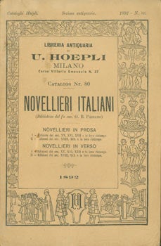 Item #63-7504 Novellieri Italiani, Nr. 80. Book Dealer Catalogue. Libreria Antiquaria Hoepli