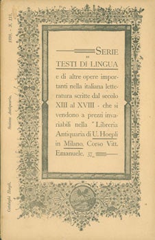 Item #63-7519 Serie Testi Di Lingua, Nr. 115. Book Dealer Catalogue. Libreria Antiquaria Hoepli