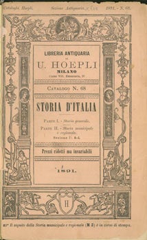 Item #63-7524 Storia D' Italia, Nr. 68 & 75. Book Dealer Catalogue. Libreria Antiquaria Hoepli