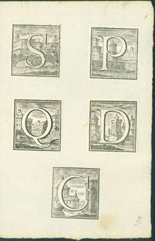 Item #63-7553 Woodcut Initials. S, P, Q, D, C. 17th Century Italian Engraver
