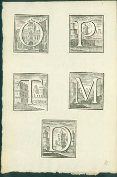 Item #63-7555 Woodcut Initials. O, P, T, M, D. 17th Century Italian Engraver