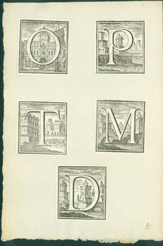 Item #63-7555 Woodcut Initials. O, P, T, M, D. 17th Century Italian Engraver.