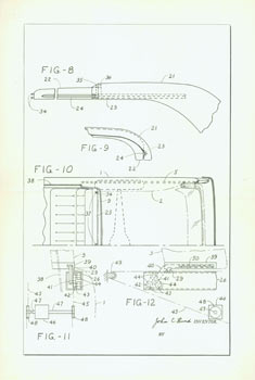 Item #63-7702 Patent Illustrations for John C. Rund's Hardtop Convertible design, printed with MS illustrations in Rund's hand. Figures # 8-12. John C. Rund, WA Seattle.