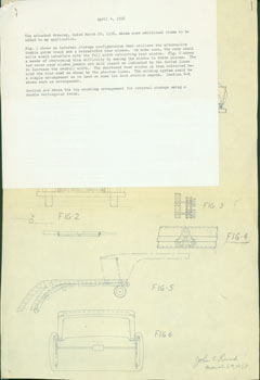 Item #63-7708 Description for Patent Illustrations by John C. Rund's Hardtop Convertible design. Dated March 29 & April 4, 1958, Signed by Rund. John C. Rund, WA Seattle.