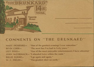 Item #63-7781 Souvenir Programme for The Drunkard. With endorsement comments on verso from WC...