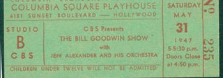 Item #63-7787 CBS Presents The Bill Goodwin Show with Jeff Alexander and His Orchestra, Saturday...