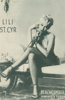 Item #63-7789 Lili St. Cyr, Beachcomber, Miami Beach, Florida. Beachcomber's Million Dollar...