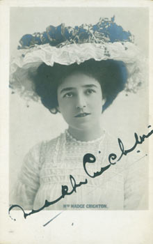 Item #63-7807 Post Card with Signed Dedication by Mrs Madge Crichton, sent to Mr. L. P. Schlarb,...