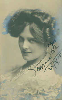 Item #63-7808 Post Card with Signed Dedication by Miss Maie Ash, sent to Mr. L. P. Schlarb,...