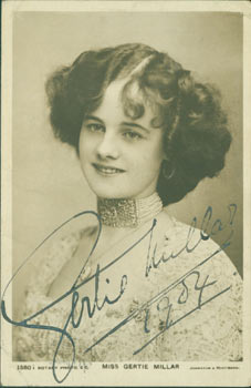 Item #63-7813 Post Card Signed by Miss Gertie Millar, sent to Mr. L. P. Schlarb, Kennington Park...
