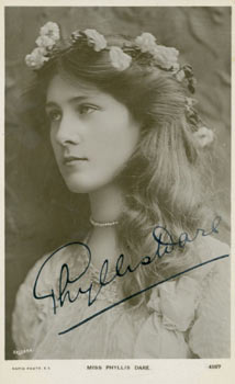 Item #63-7834 Post Card Signed by Miss Phyllis Dare, sent to Mr. L. P. Schlarb, Kennington Park...
