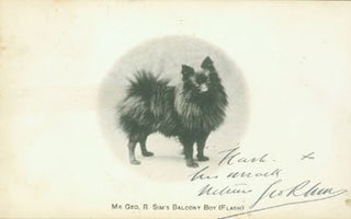 Item #63-7847 Post Card Signed by Mr Geo. R. Sims with personal note, sent to Mr. L. P. Schlarb,...